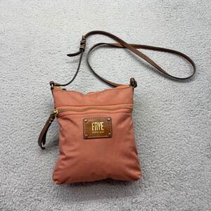 Frye Ivy "Dusty Rose" Nylon Crossbody Bag Leather Trim Small Messenger Bag Purse